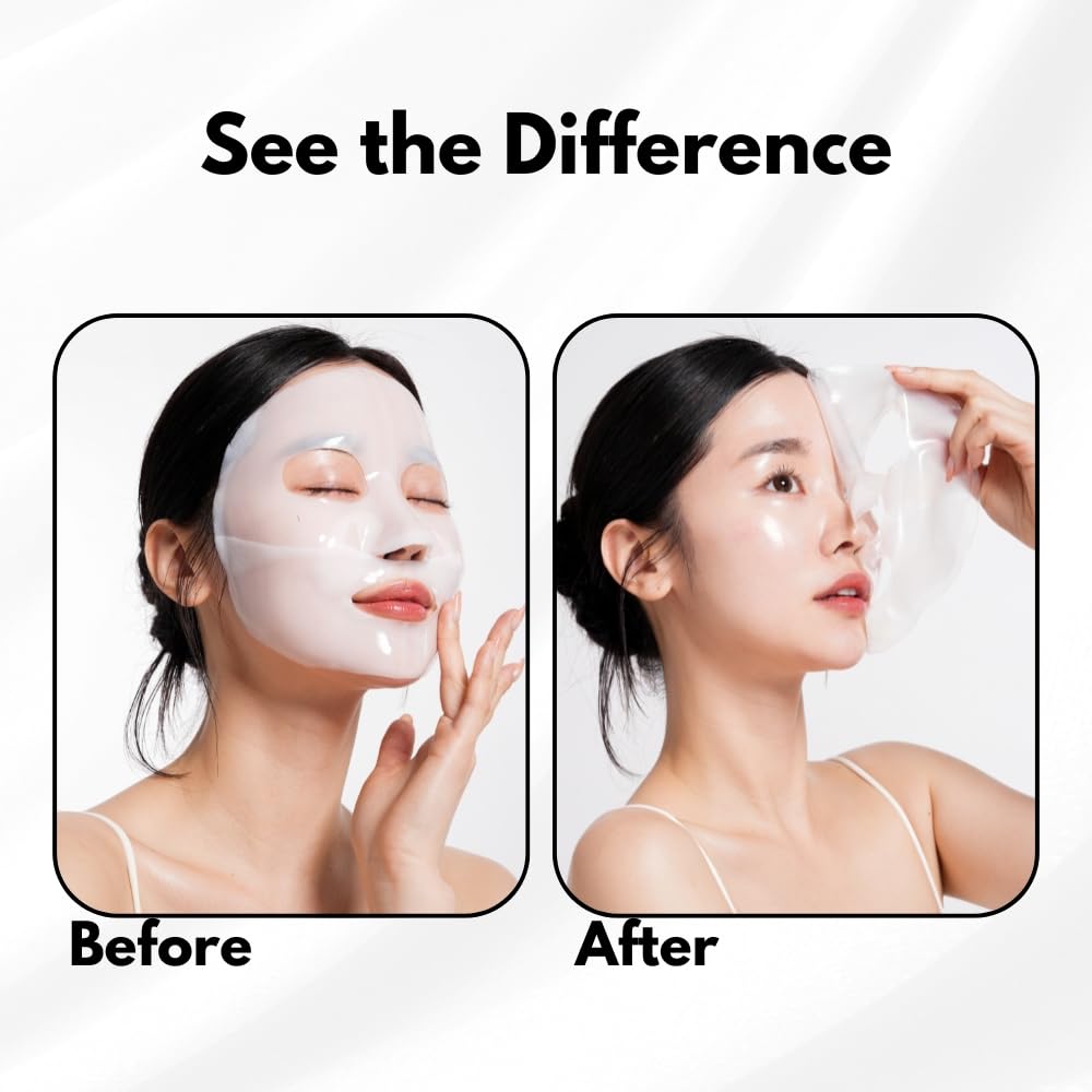 Oh My Pure Hydrogel Collagen Masks – 10-Piece Luxury Korean Skincare Set (5 Anti-Wrinkle + 5 Vegan Mucin)