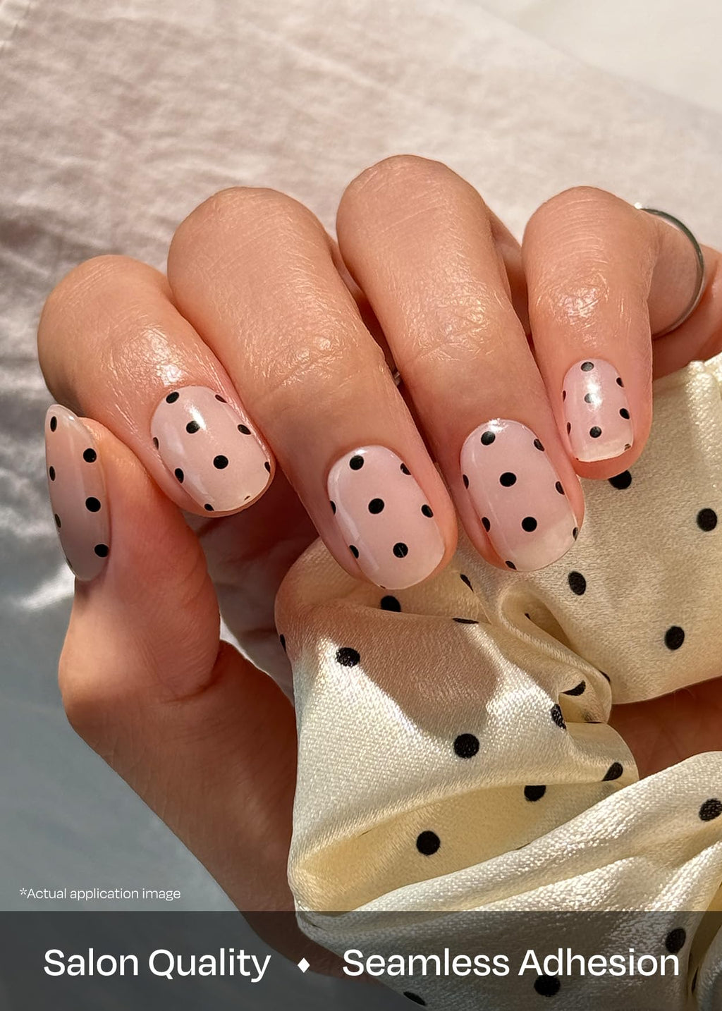 ohora Semi Cured Gel Nail Strips (N Polka Noir) – Works with Any Lamp, Salon-Quality & Long-Lasting