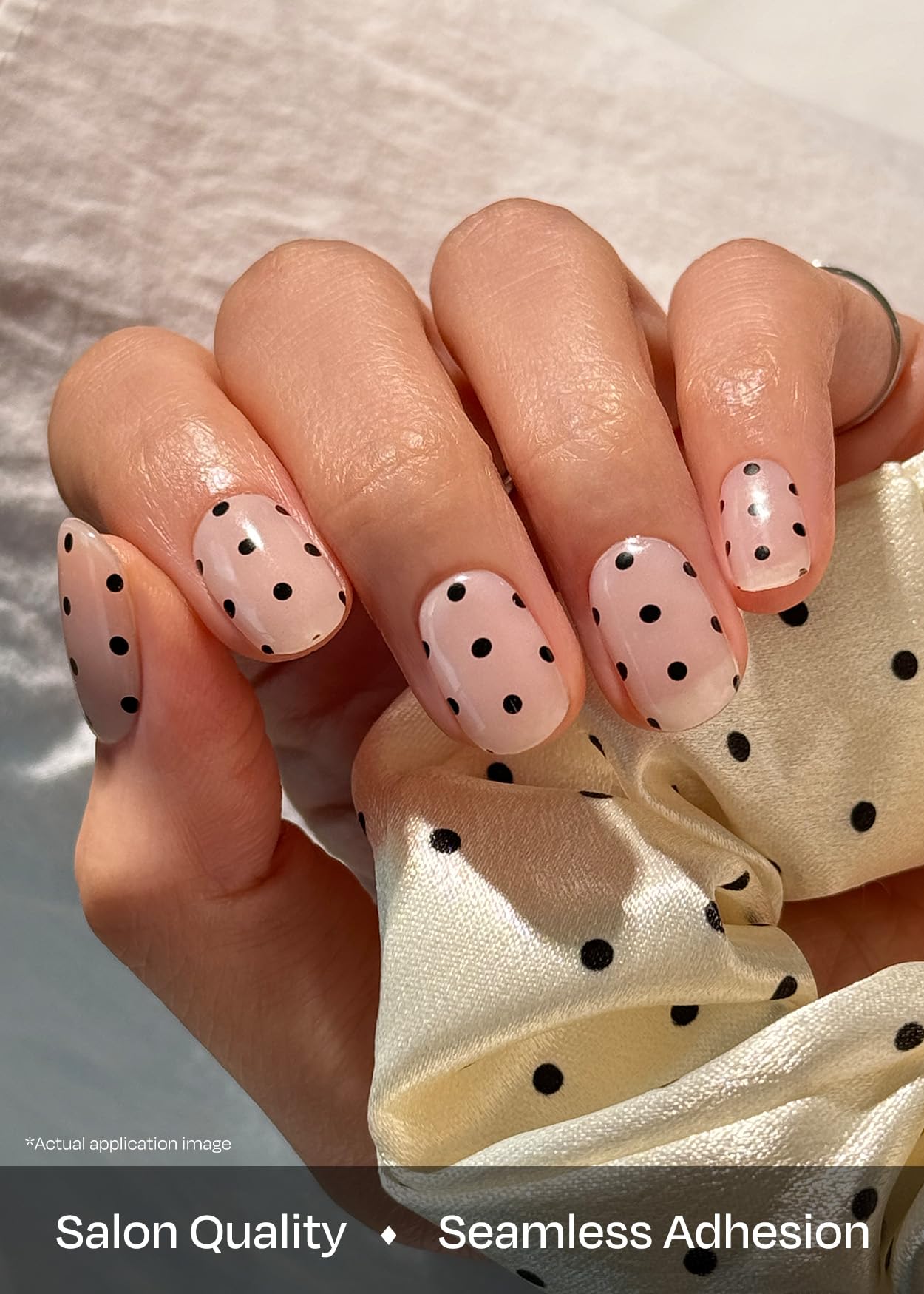 ohora Semi Cured Gel Nail Strips (N Polka Noir) – Works with Any Lamp, Salon-Quality & Long-Lasting