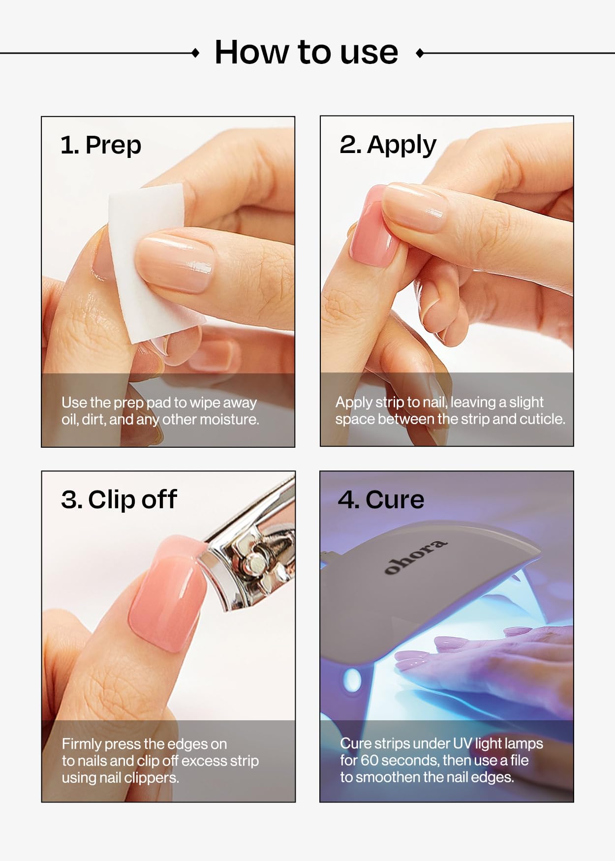 ohora Semi Cured Gel Nail Strips (N Nudist) – Nude, Salon-Quality, Easy Application