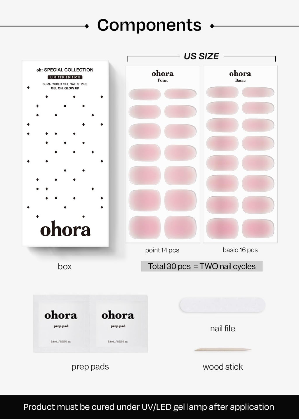 ohora Semi Cured Gel Nail Strips (N Clean Girl) – Pink Jelly, UV/LED Compatible