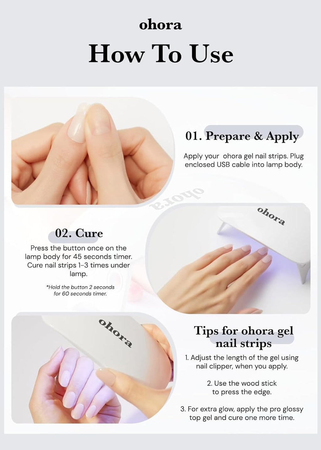 Ohora Care LED Lamp for Gel Nail Strips – 6W, 2 Timers