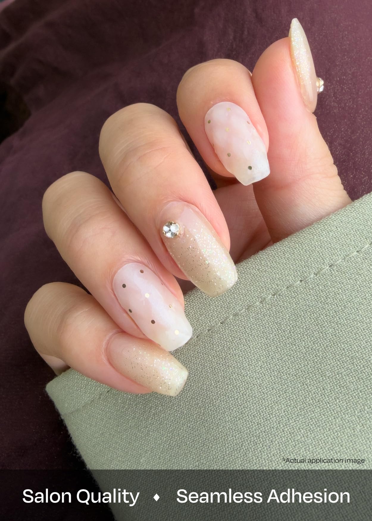 Ohora Champagne Glow Semi-Cured Gel Nail Strips – Salon-Quality, Easy to Apply