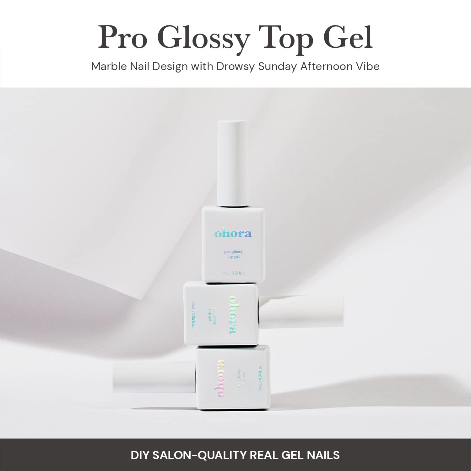 ohora Gel Nail Care (Pro Glossy Top Gel) – Corrects Nail Texture, Easy to Use & Remove for Semi-Cured Nail Strips