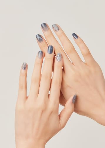 ohora Semi Cured Gel Nail Strips Gleam Blue – Glittery Blue Nails, Easy to Apply, Salon-Quality