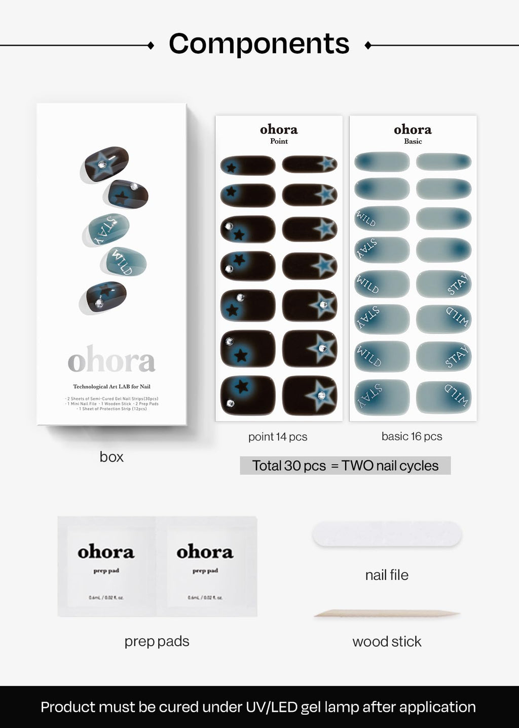 ohora Semi Cured Gel Nail Strips (N Stay Wild) – Salon-Quality Pedi at Home