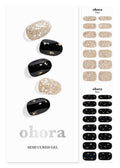 ohora Semi Cured Gel Nail Strips N Dazzling Night – Black Glitter, Salon-Quality & Easy to Apply