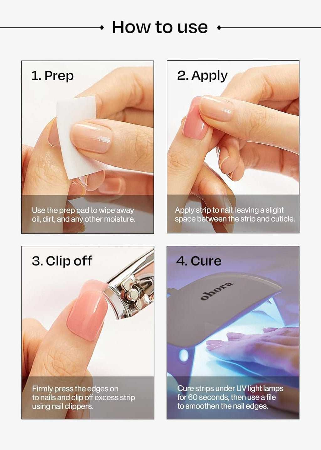 ohora Semi Cured Gel Nail Strips N Dazzling Night – Black Glitter, Salon-Quality & Easy to Apply