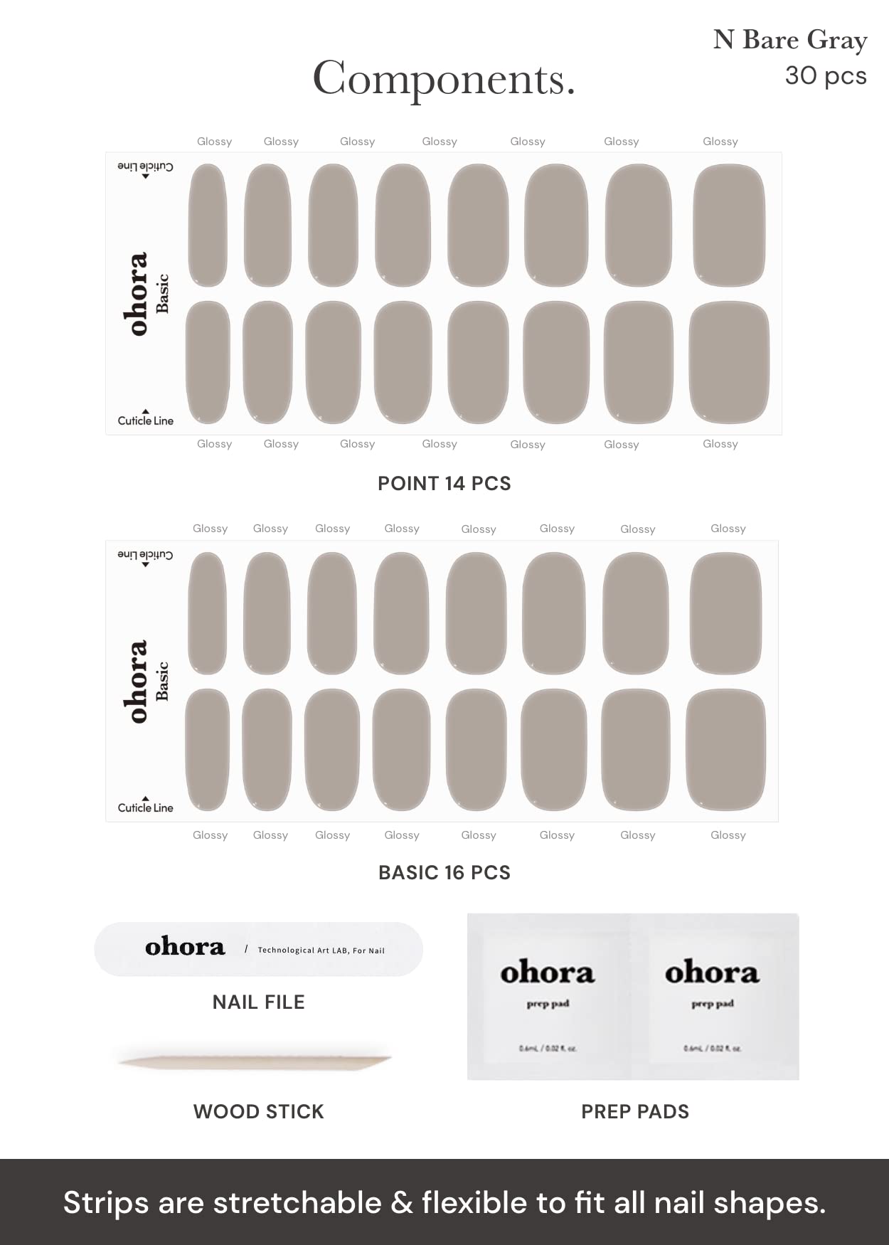 ohora Semi Cured Gel Nail Strips N Bare Gray – Easy DIY Gel Nails, Salon-Quality, Long-Lasting