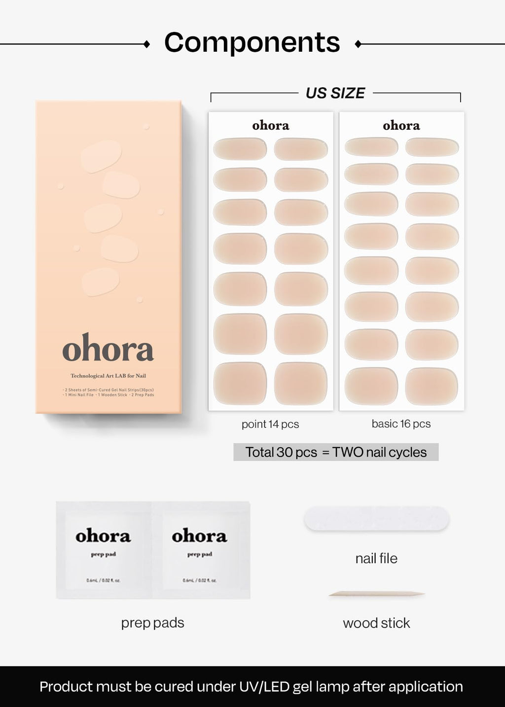 ohora Semi Cured Gel Nail Strips N Bare Milk Tea – Salon-Quality