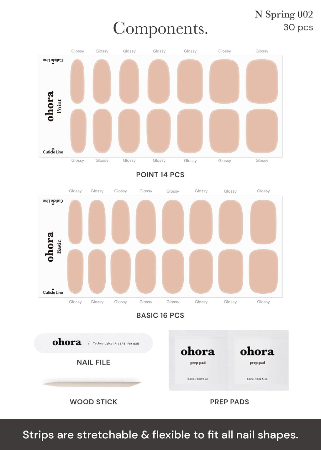 ohora Semi Cured Gel Nail Strips (N Bare Peach) – Salon-Quality, Long-Lasting, Easy Application