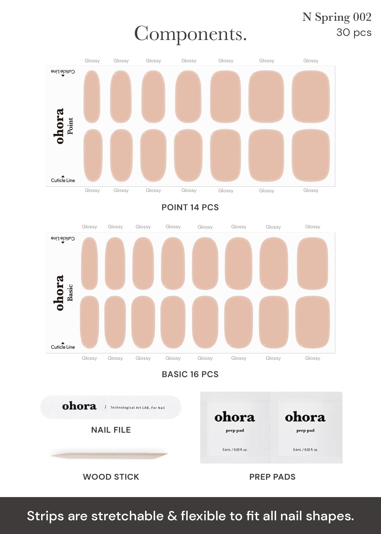 ohora Semi Cured Gel Nail Strips (N Bare Peach) – Salon-Quality, Long-Lasting, Easy Application