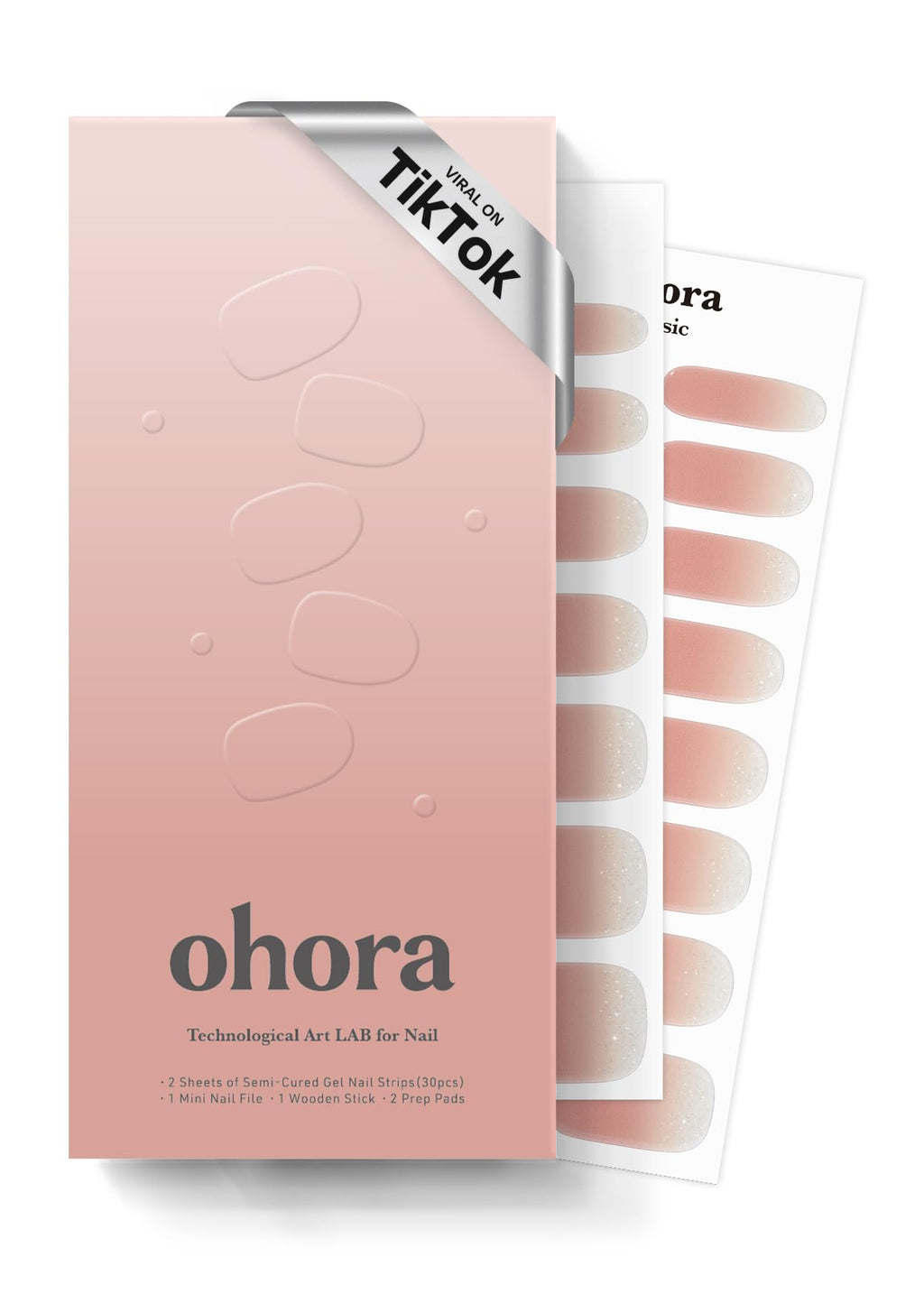 ohora Semi Cured Nail Strips (N Rose Serenade) – Salon-Quality Gel Nails, Easy at Home