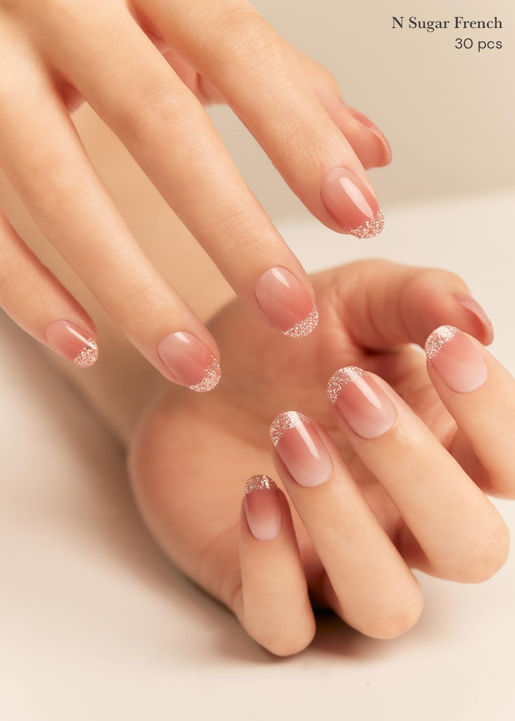 ohora Semi Cured Gel Nail Strips – N Sugar French Nude, Easy at-Home Manicure