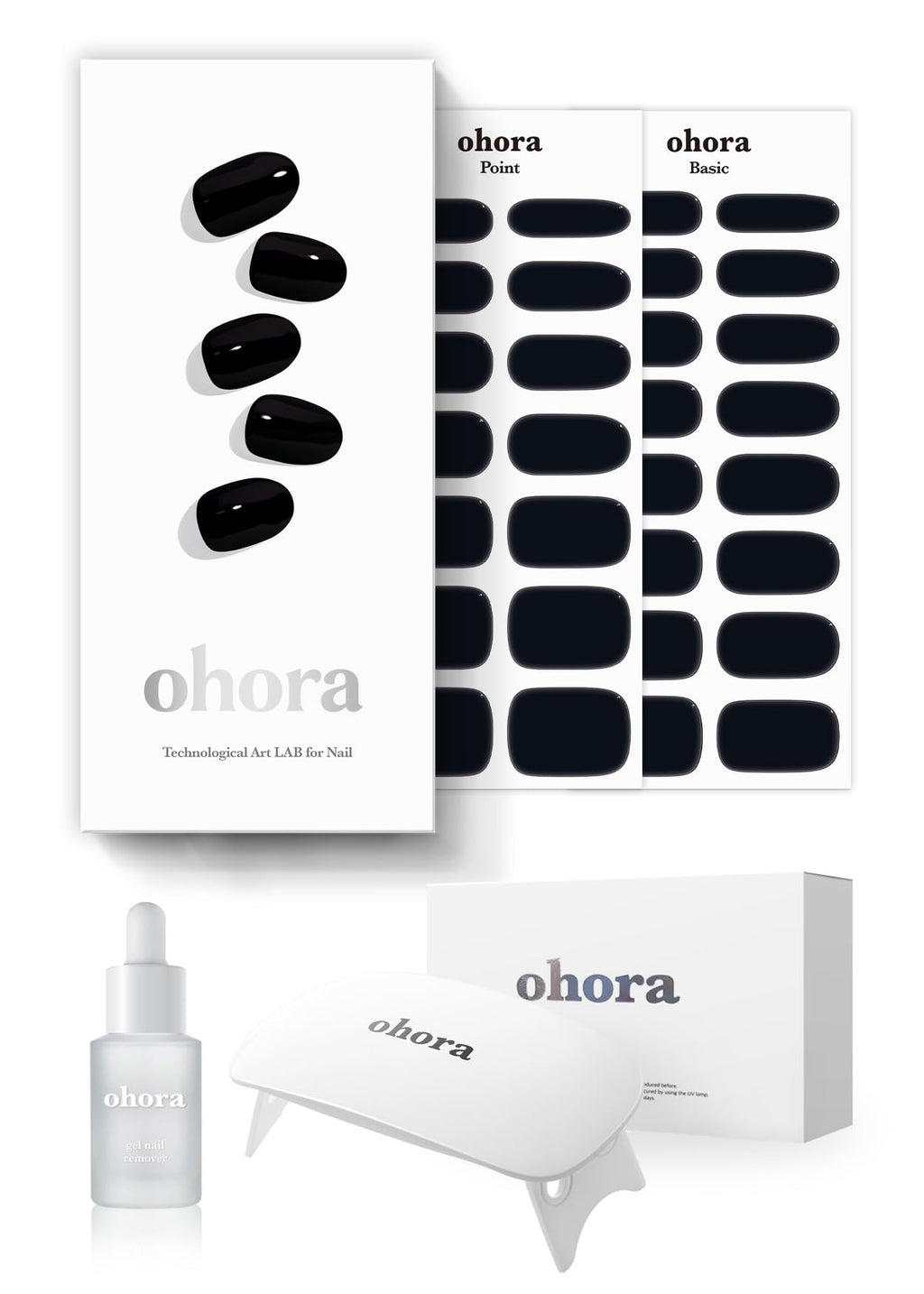 Ohora Onyx Starter Kit – Semi-Cured Gel Nail Strips with Lamp & Mini Remover