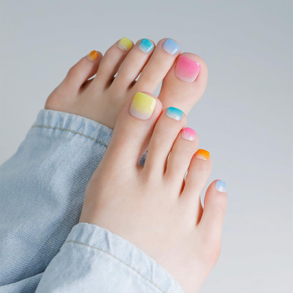 ohora Semi Cured Gel Pedi Strips (P Watercolor) – Salon-Quality, Long Lasting, Easy to Apply & Remove