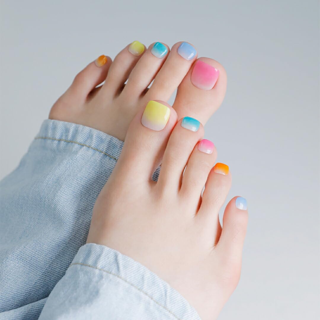 ohora Semi Cured Gel Pedi Strips (P Watercolor) – Salon-Quality, Long Lasting, Easy to Apply & Remove