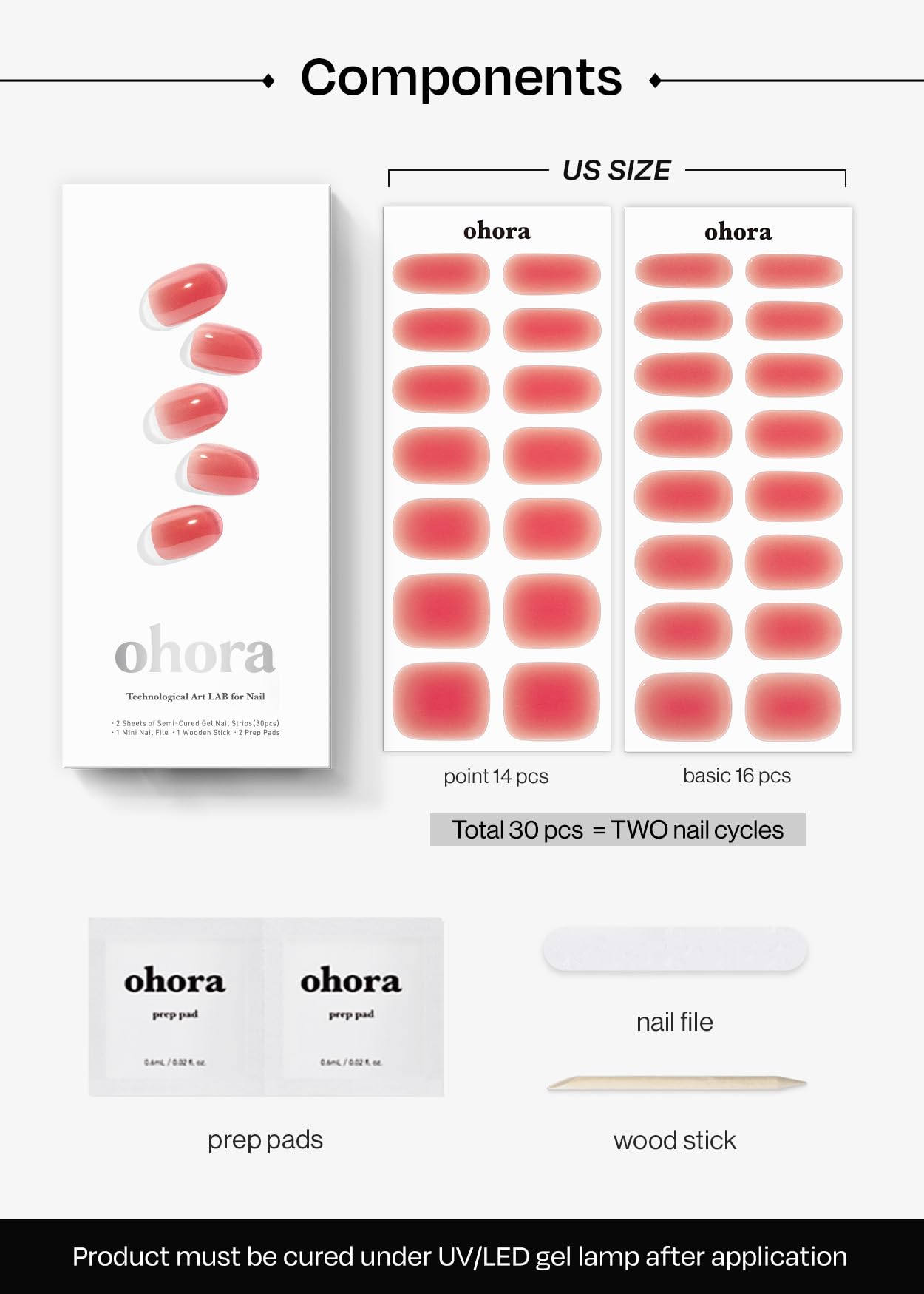 ohora Semi Cured Gel Nail Strips (N Peach Jelly) – Salon-Quality, Long-Lasting, Easy to Apply & Remove