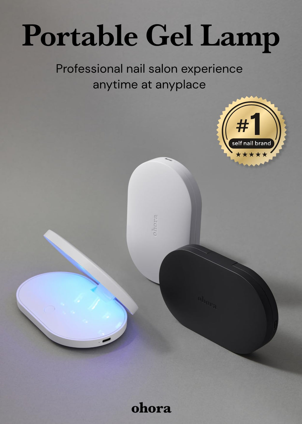 ohora Pro Portable Gel Lamp (Black) – 11W Max, 60s Timer, On-the-Go Gel Nail Curing