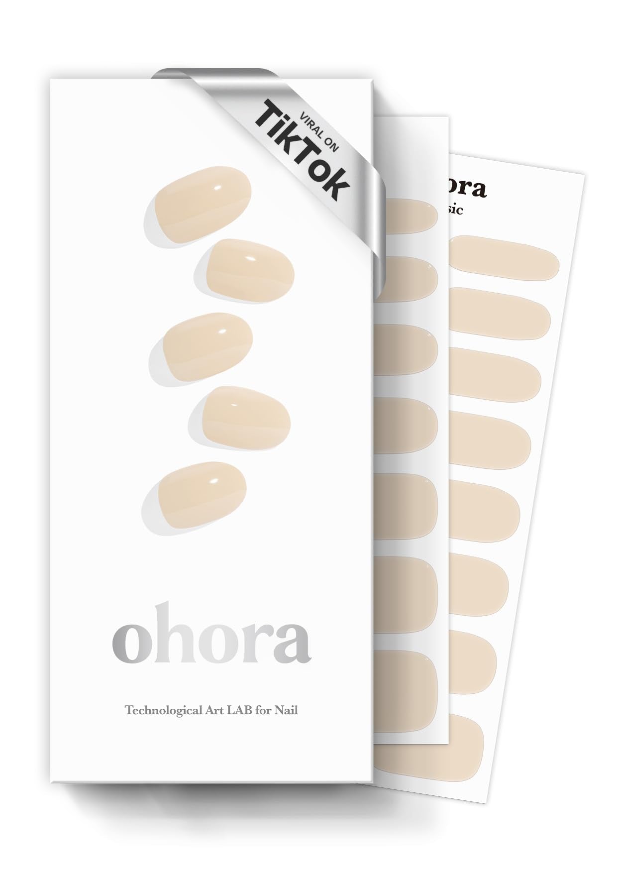 ohora Semi Cured Gel Nail Strips (N Cream Base) – Nude, Salon-Quality, Long Lasting & Easy to Apply (Includes 2 Prep Pads, Nail File & Wooden Stick)