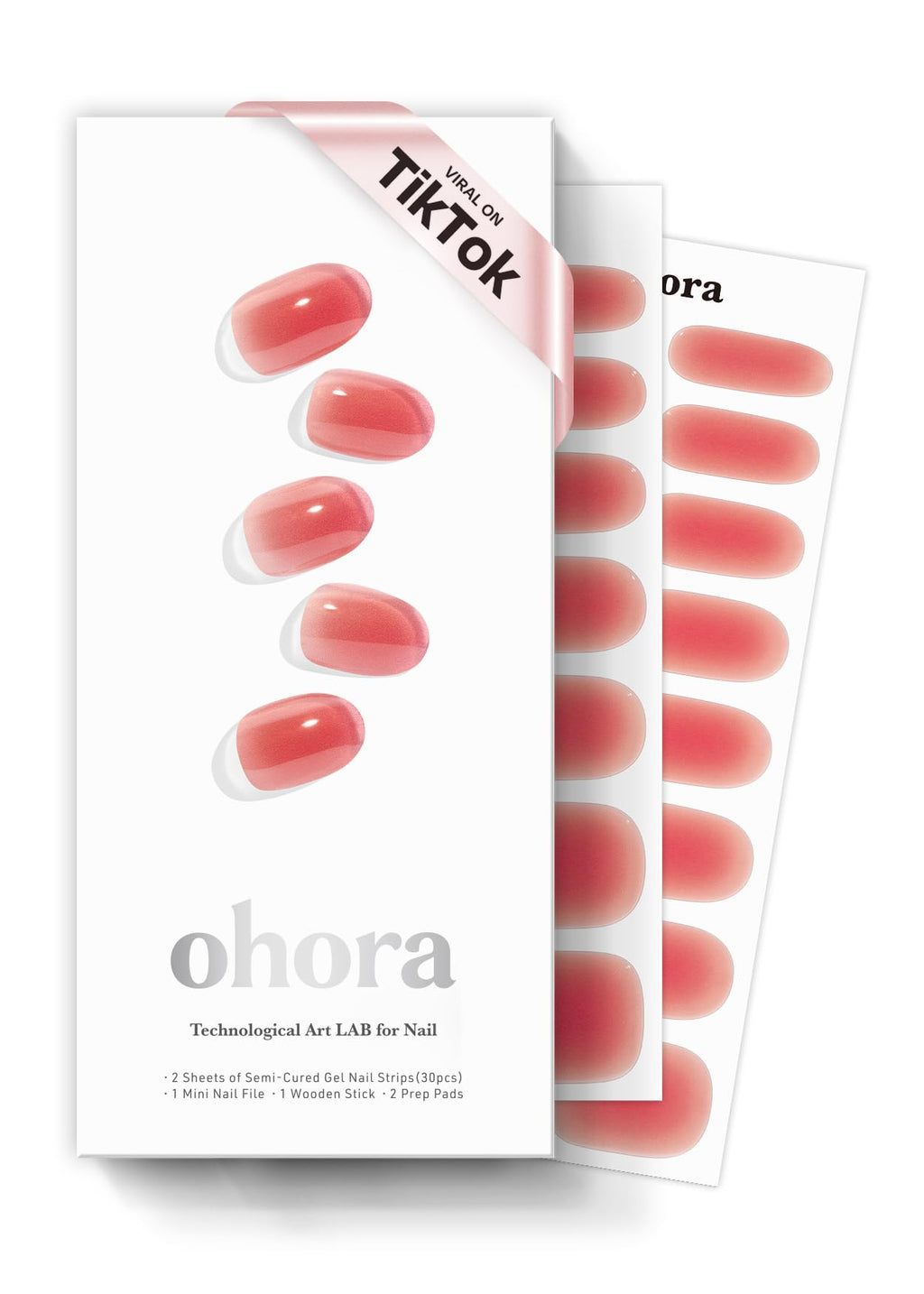 ohora Semi Cured Gel Nail Strips (N Peach Jelly) – Salon-Quality, Long-Lasting, Easy to Apply & Remove