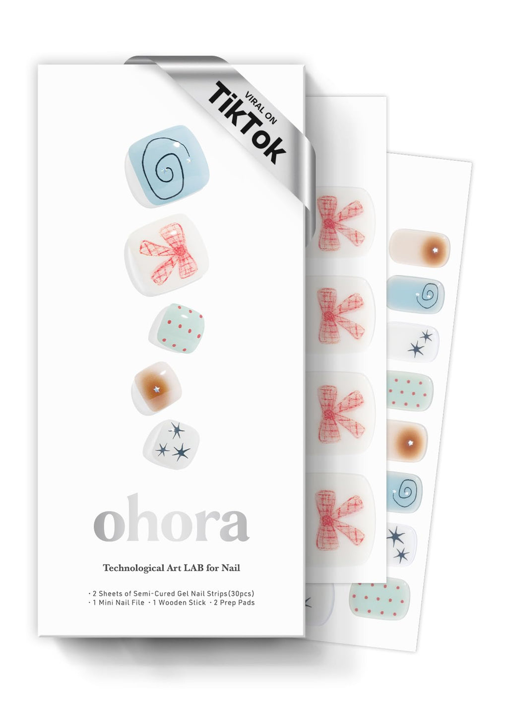 ohora Semi Cured Gel Pedi Strips (P Mini Museum) – Salon-Quality Nail Wraps That Work with Any Nail Lamp