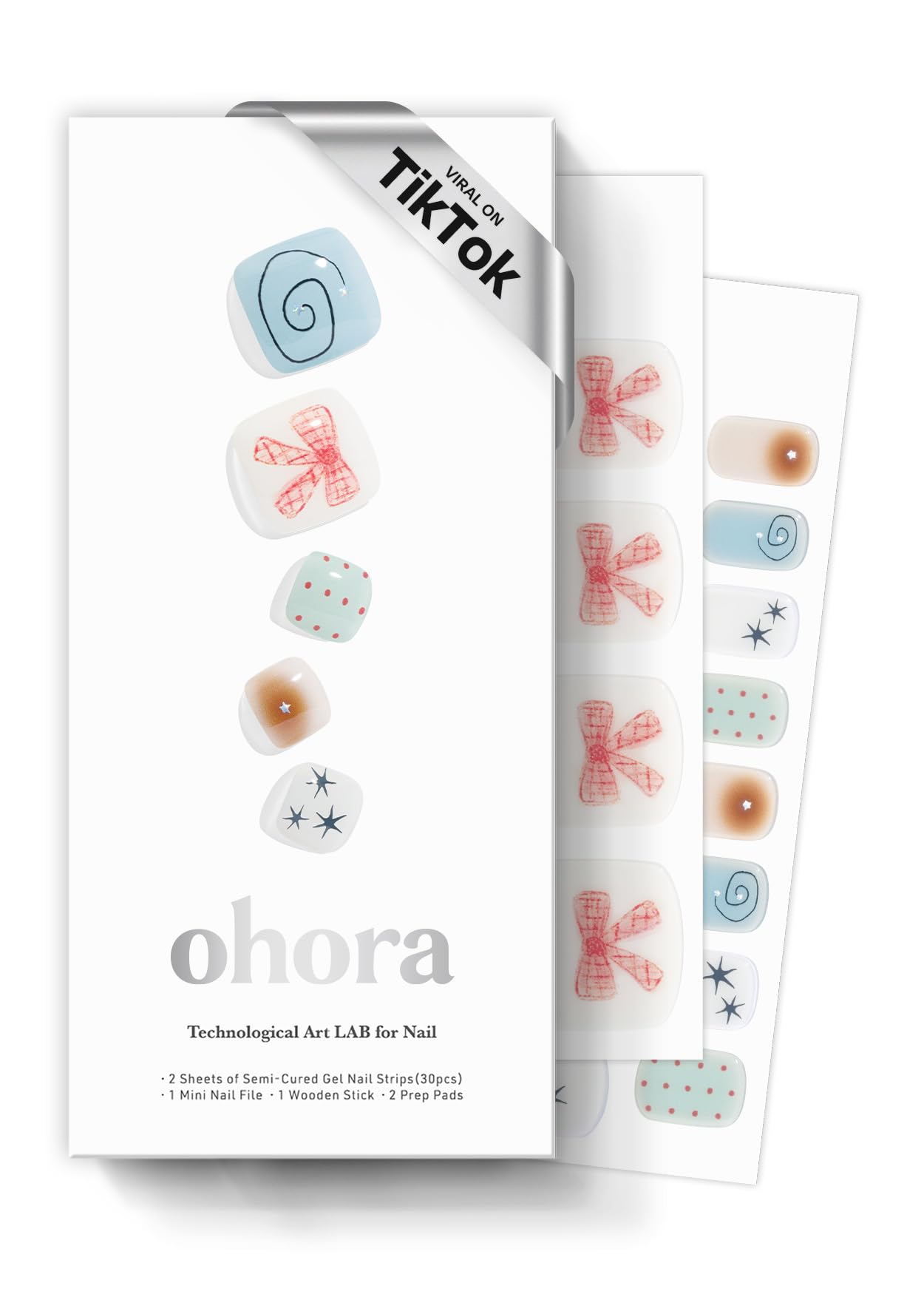 ohora Semi Cured Gel Pedi Strips (P Mini Museum) – Salon-Quality Nail Wraps That Work with Any Nail Lamp