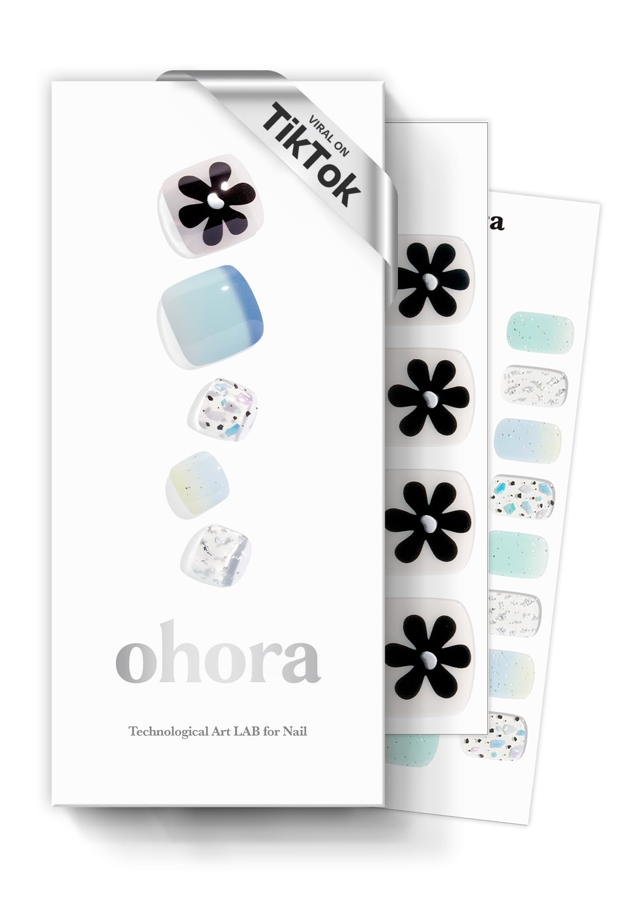 ohora Semi Cured Gel Pedi Strips P Flowery Ocean – Salon-Quality, Easy To Apply