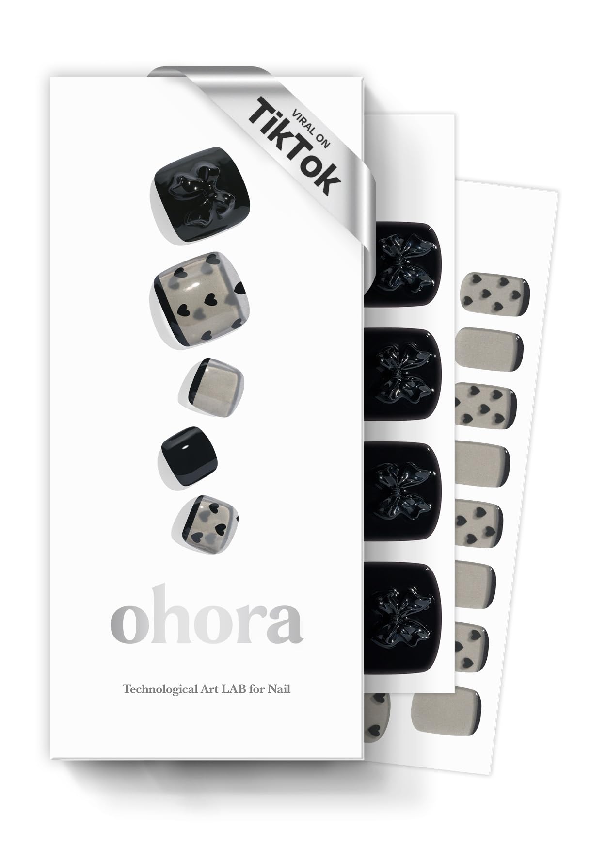 ohora Semi Cured Gel Pedi Strips P Heart Lace – Works with Any Nail Lamps, Salon-Quality & Easy to Apply