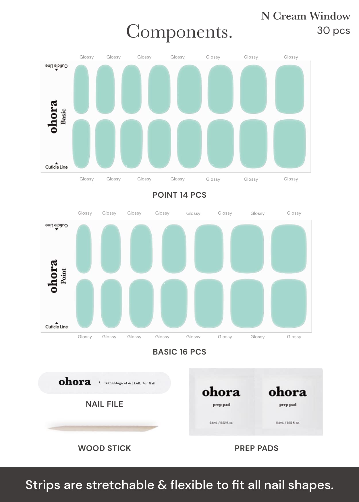 Ohora Semi Cured Gel Nail Strips (N Cream Window) – Green | Salon-Quality at Home