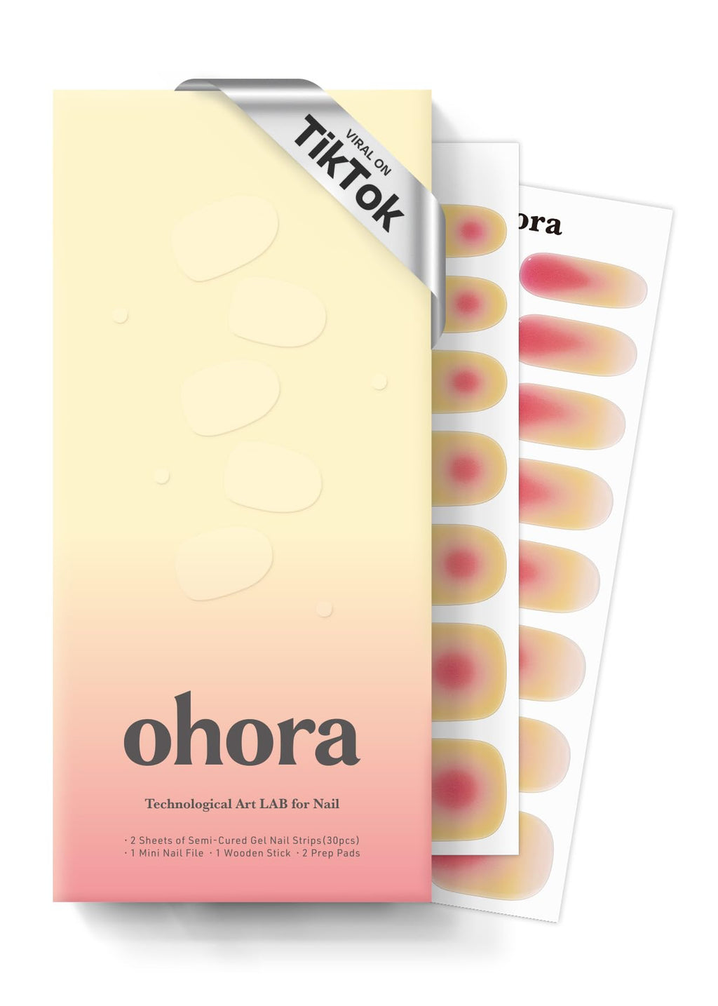 ohora Semi Cured Gel Nail Strips Tropical Dream – Salon-Quality At-Home Mani, Works with Any Lamp