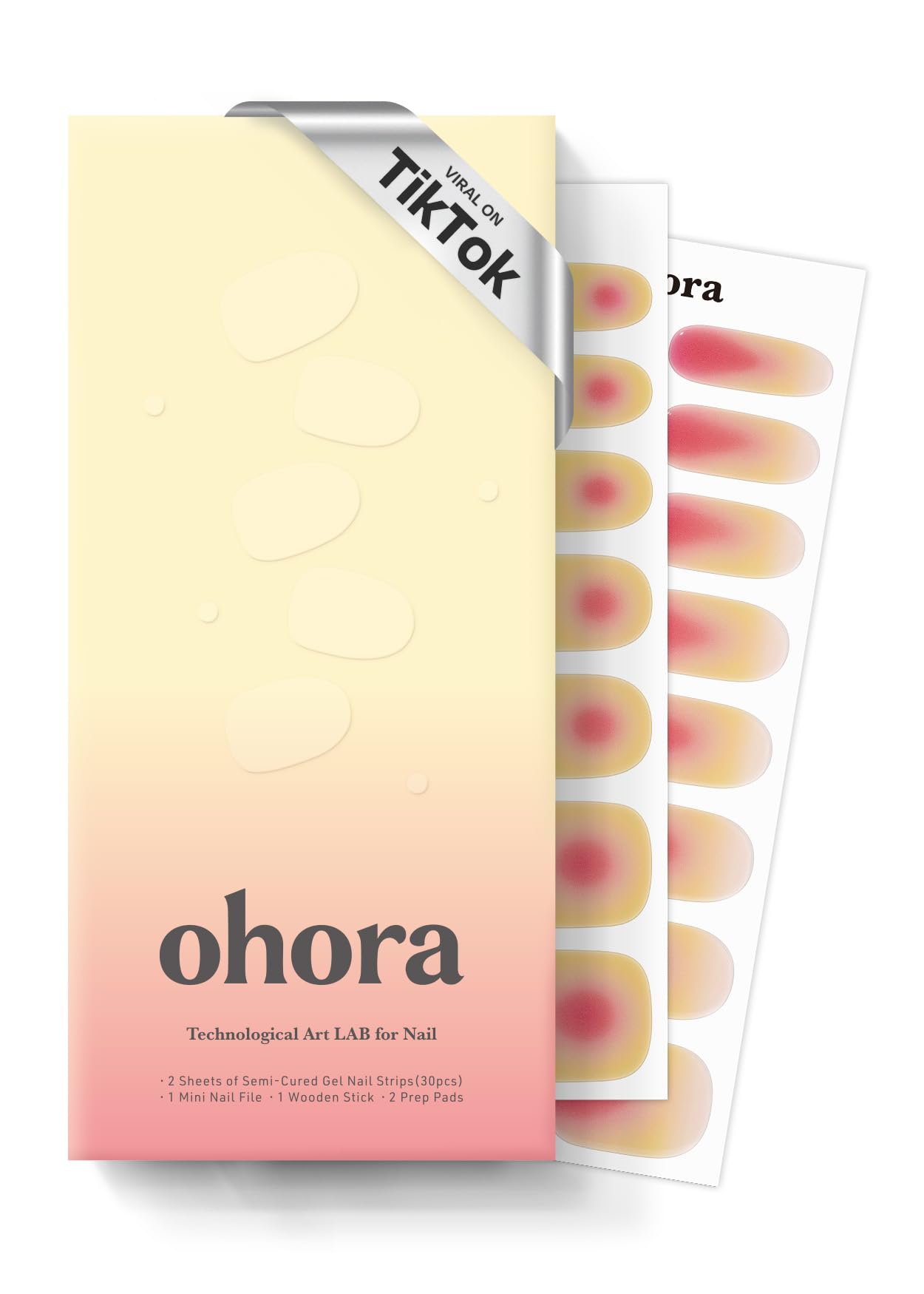 ohora Semi Cured Gel Nail Strips Tropical Dream – Salon-Quality At-Home Mani, Works with Any Lamp