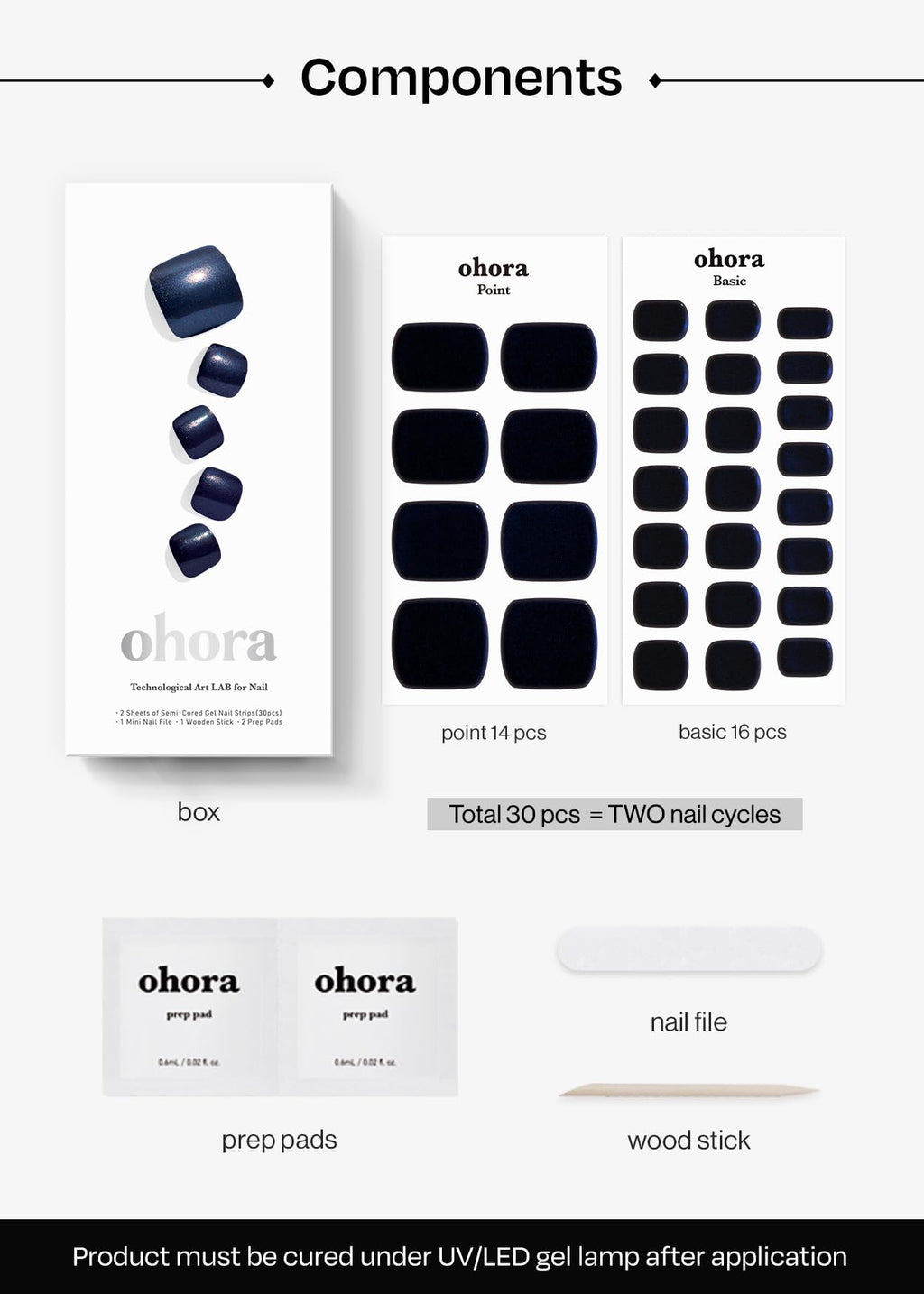 ohora Semi Cured Gel Pedi Strips (P Sepia Mirror) – Salon-Quality Nails, Long-Lasting, Easy to Apply & Remove