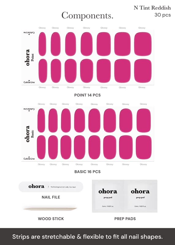 ohora Semi Cured Gel Nail Strips N Tint Reddish – Salon-Quality Nails, Easy Application