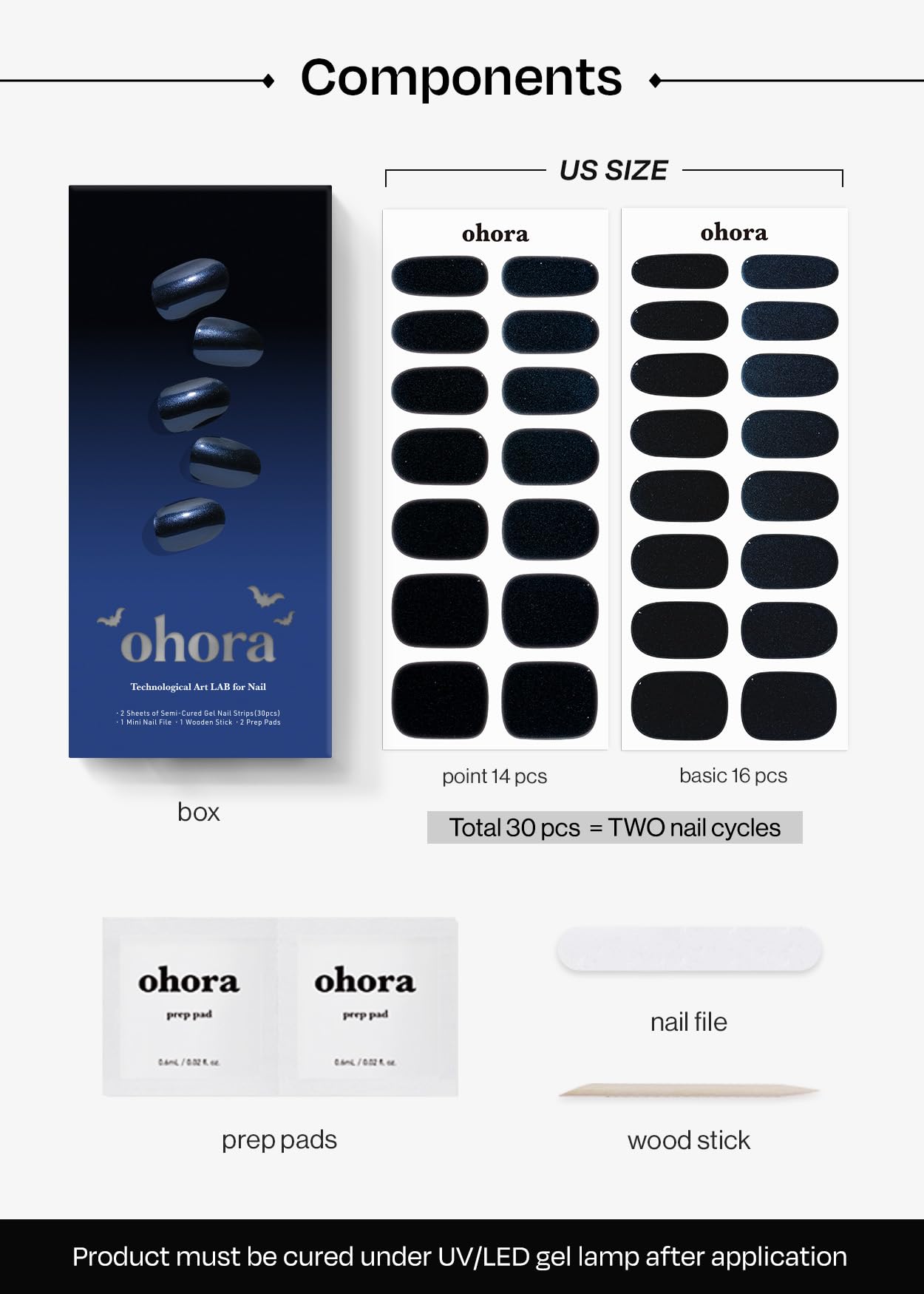 ohora Semi Cured Gel Nail Strips Navy Chrome – Salon-Quality, Long-Lasting & Easy to Apply