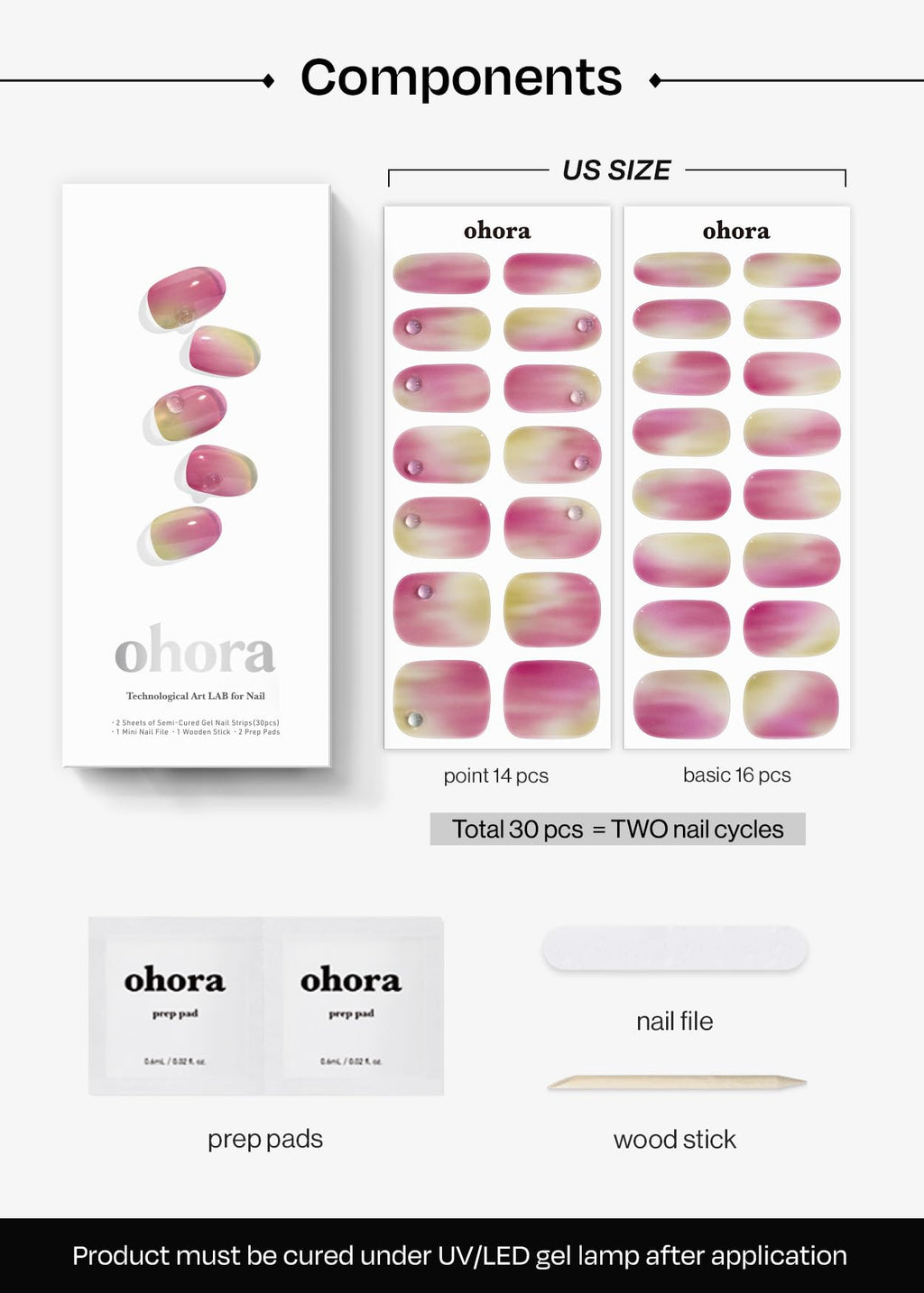 ohora Semi Cured Gel Nail Strips (N Juicy Grape) – Salon-Quality at Home, Easy to Apply & Remove
