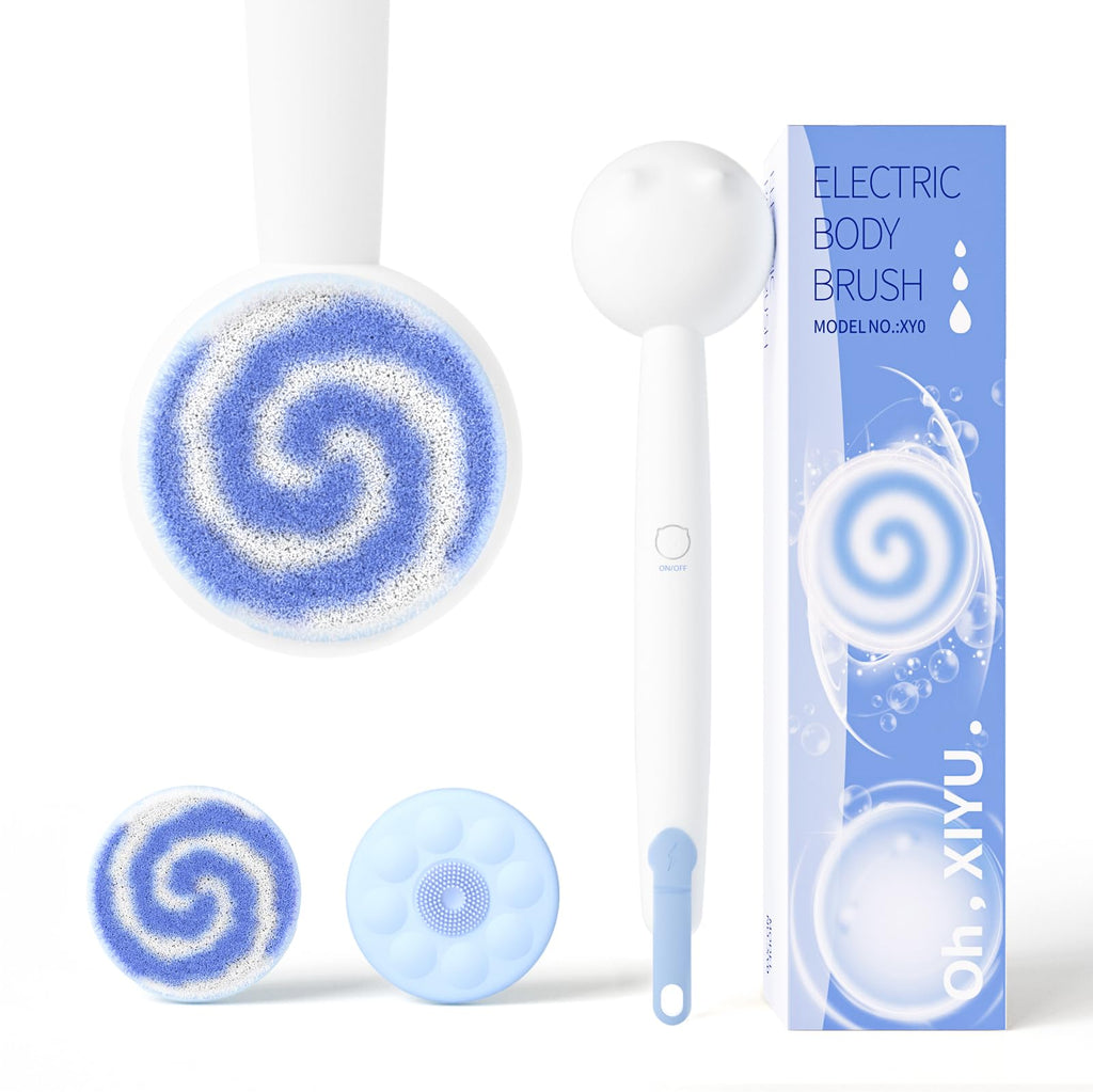 Oh,XIYU Electric Back Scrubber – 2 Heads, 3 Speeds, IPX7 Waterproof, 2200mAh Battery