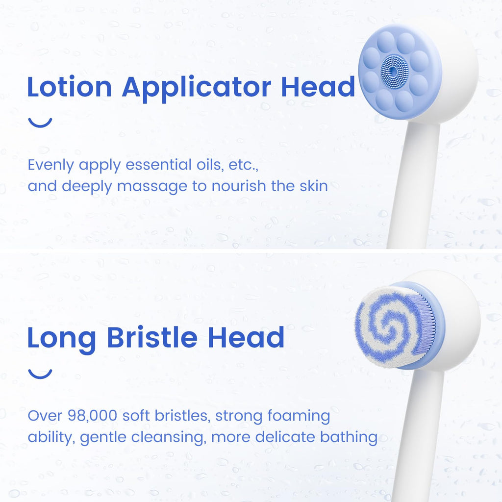Oh,XIYU Electric Back Scrubber – 2 Heads, 3 Speeds, IPX7 Waterproof, 2200mAh Battery