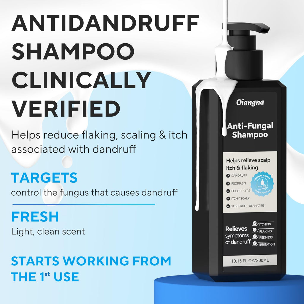 Oiangna Anti-Fungal Shampoo — Plant-Based Dandruff Treatment for Folliculitis, Seborrheic Dermatitis & Scalp Psoriasis | 10.15 fl oz