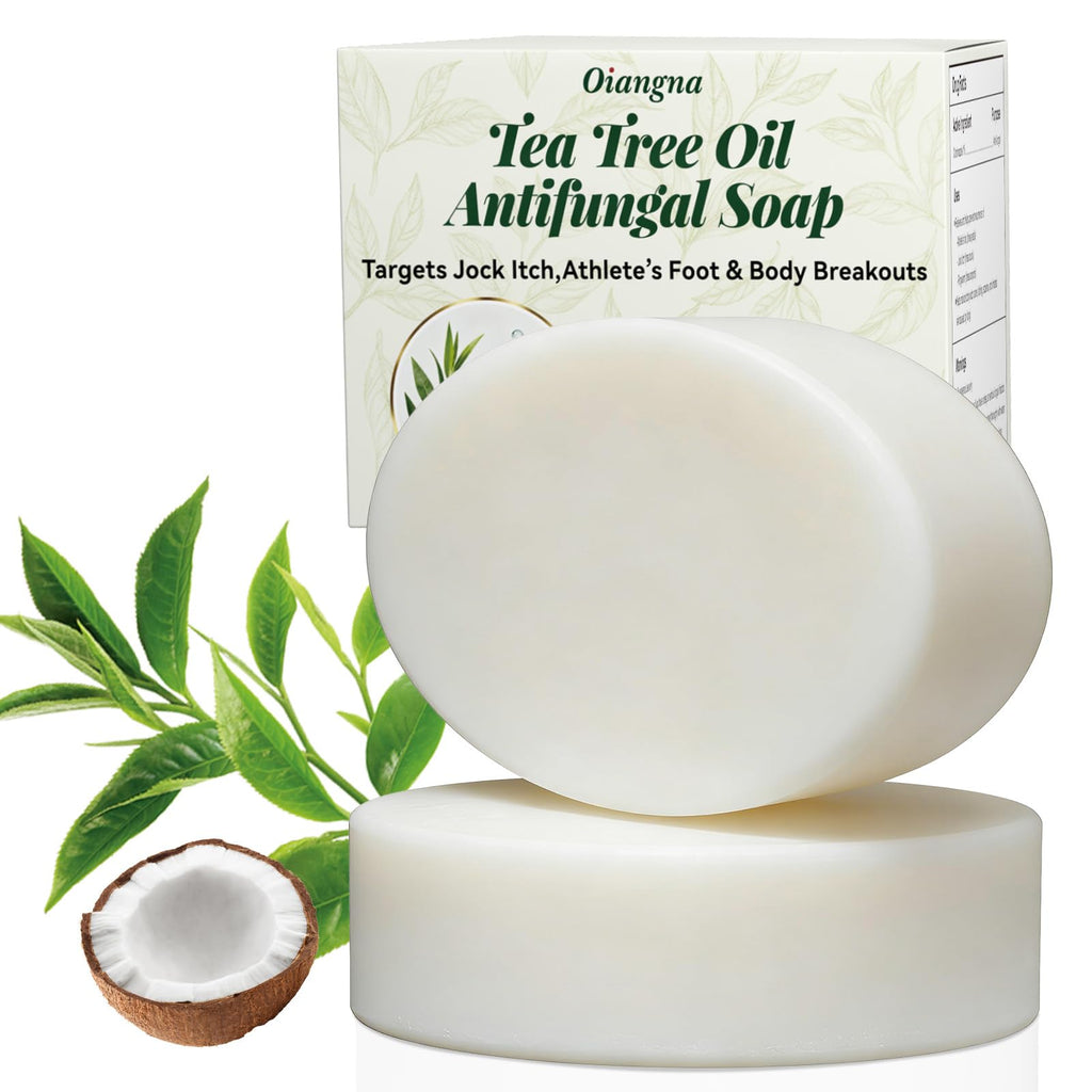 Oiangna Tea Tree Antifungal Soap Bar – 2-Bar Pack for Face & Body Cleanse