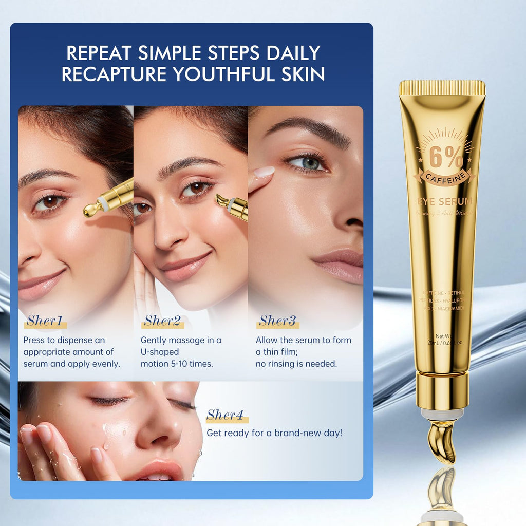OIDLA 6% Caffeine Eye Cream + 1% Retinol Serum – Brighten & Smooth Eye Contours 0.68 fl oz