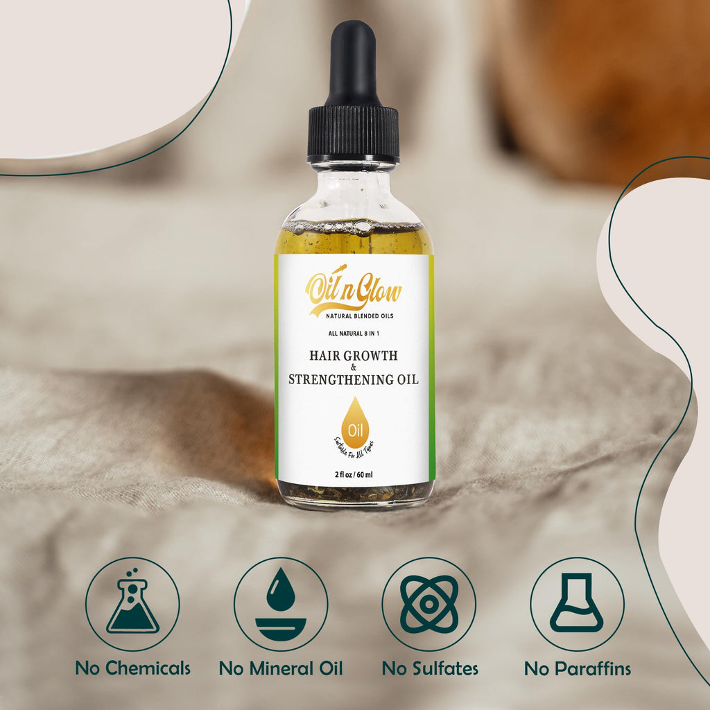 OilnGlow USDA Organic 9-in-1 Hair Growth Serum & Strengthening Oil – Rosemary, Castor, Jojoba, Ginger & Peppermint, 2 fl oz