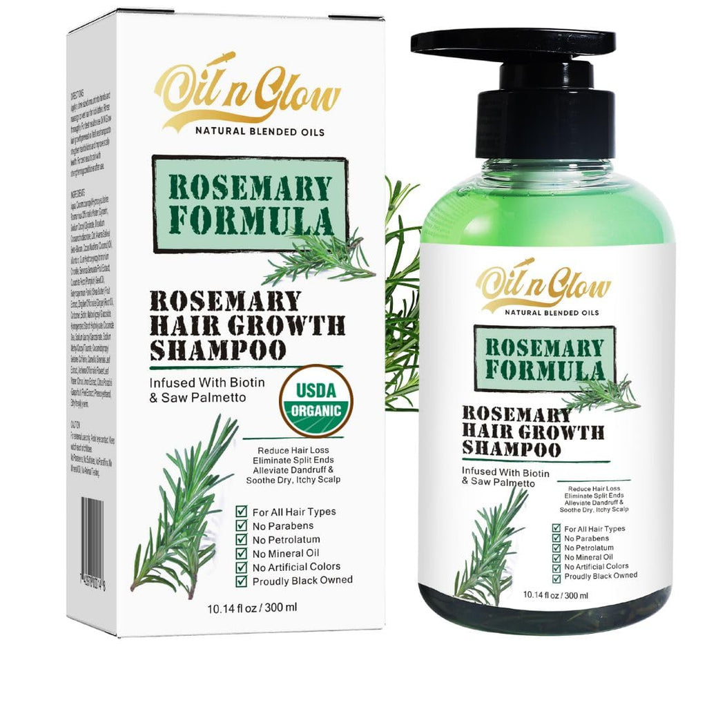 OilnGlow USDA Organic Rosemary Hair Growth Shampoo – Fragrance Free, Biotin & Saw Palmetto