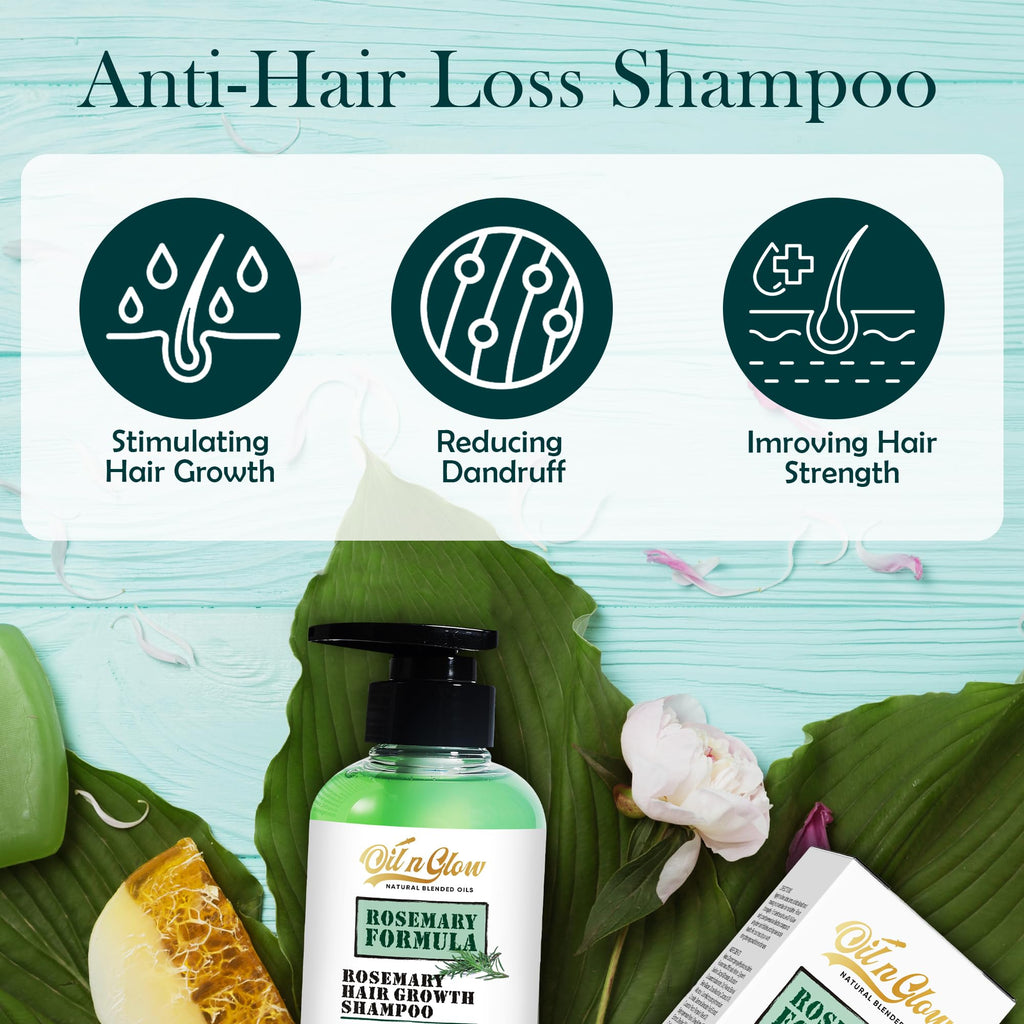 OilnGlow USDA Organic Rosemary Hair Growth Shampoo – Fragrance Free, Biotin & Saw Palmetto