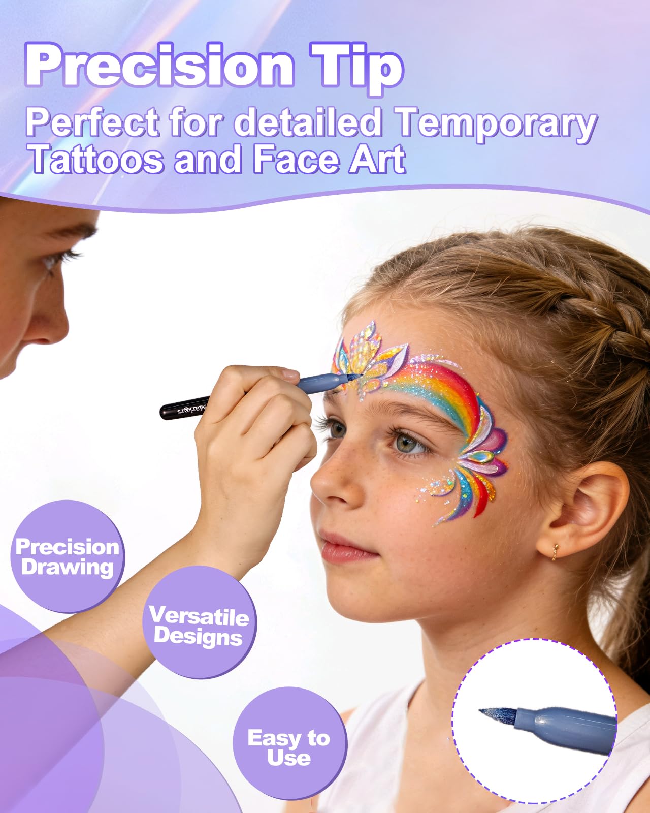 Oiomniv Temporary Tattoo Markers: Metallic Pens + 70 Stencils, Skin-Safe & Water-Resistant