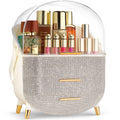 Oizeir Covered Makeup Countertop – Large Cosmetic Organizer with Clear Lid & Drawers