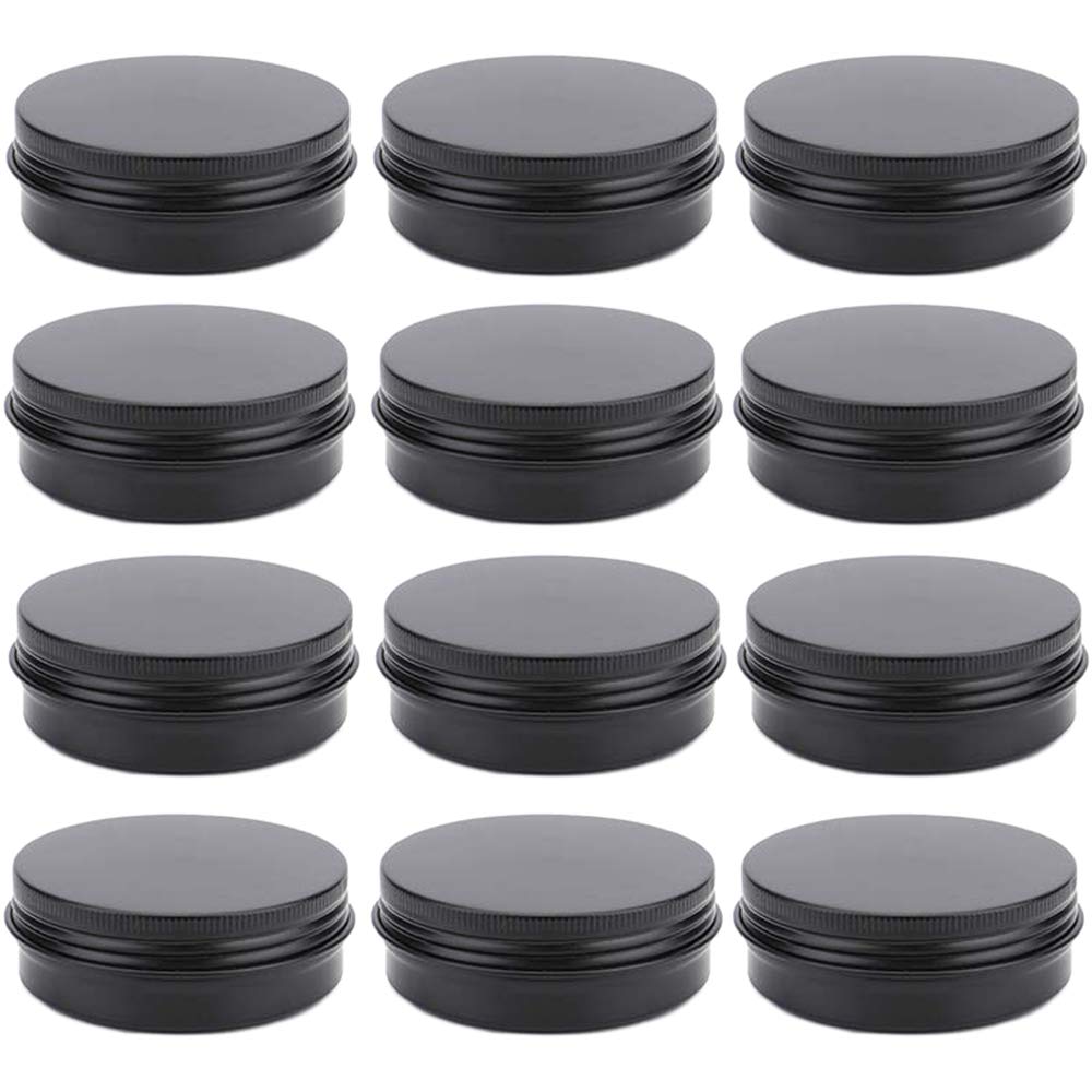 OJYUDD 12-Pack 2 oz Aluminum Tin Jars with Screw Lids – Refillable Sample Containers