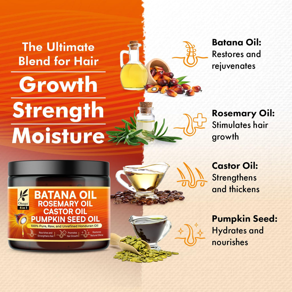 Okaga Batana Oil for Hair Growth – All-in-One Botanical Blend (3PK)