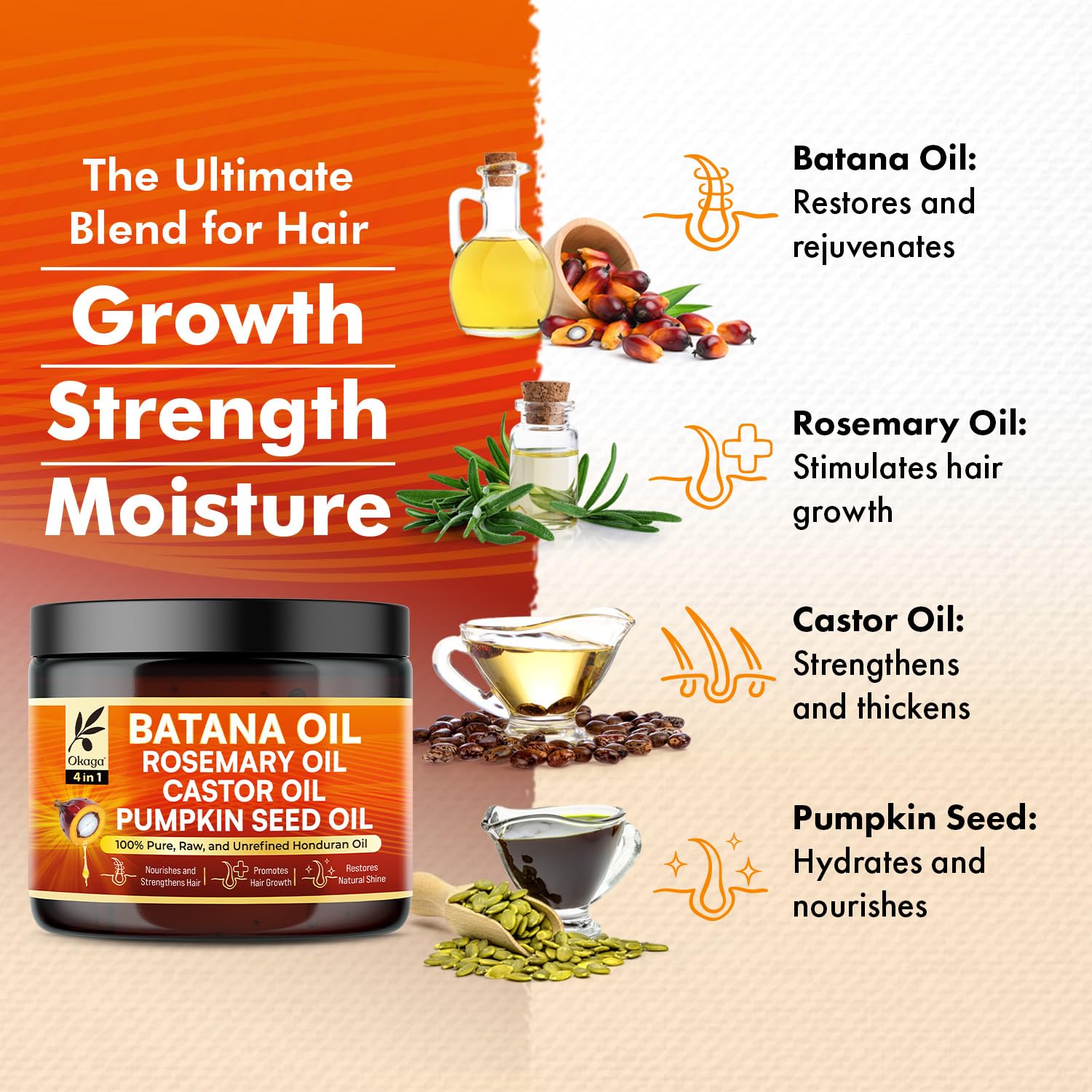 Okaga Batana Oil for Hair Growth – All-in-One Botanical Blend (3PK)