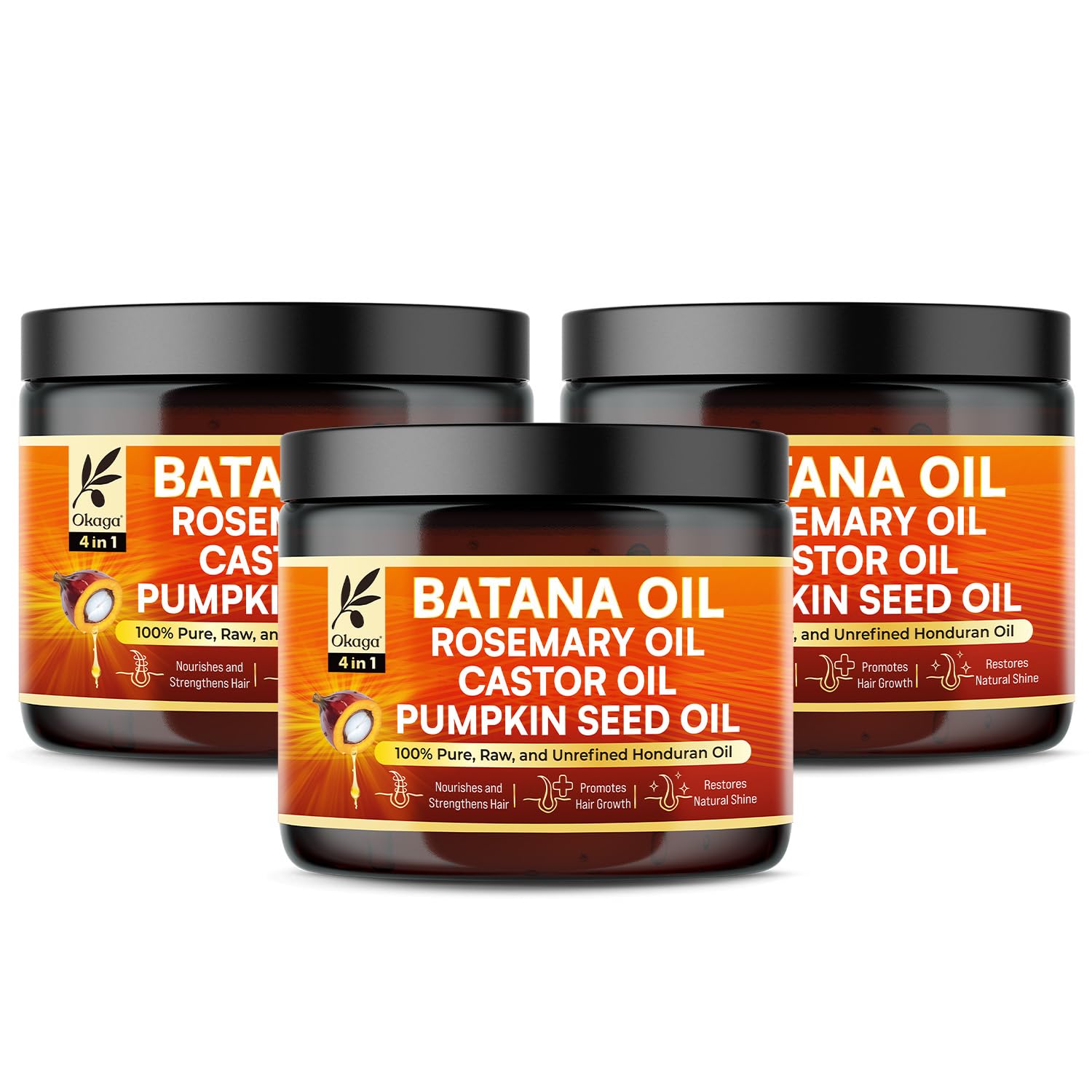 Okaga Batana Oil for Hair Growth – All-in-One Botanical Blend (3PK)